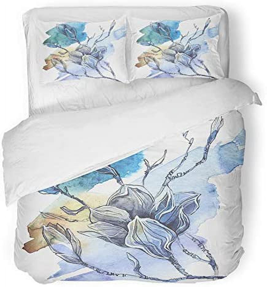 Comforter Plant White Magnolia Flower Art Bedding Set Suitable For Children Adult Bedroom Decoration