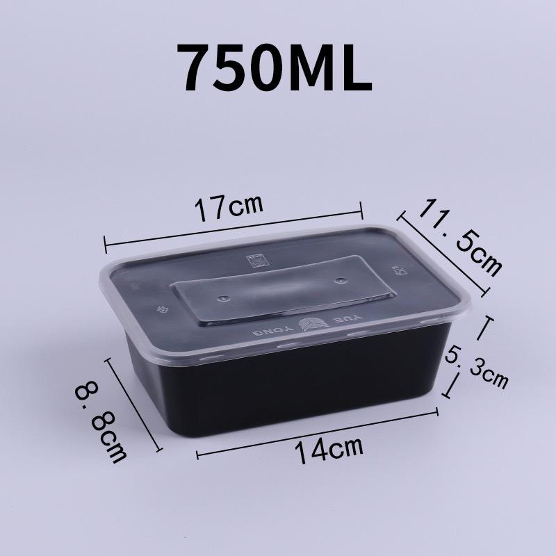 10PCS Plastic Disposable Food Containers Black Take Out Containers With Lid for Salads Sandwiches Kitchen Fridge Storage Boxes