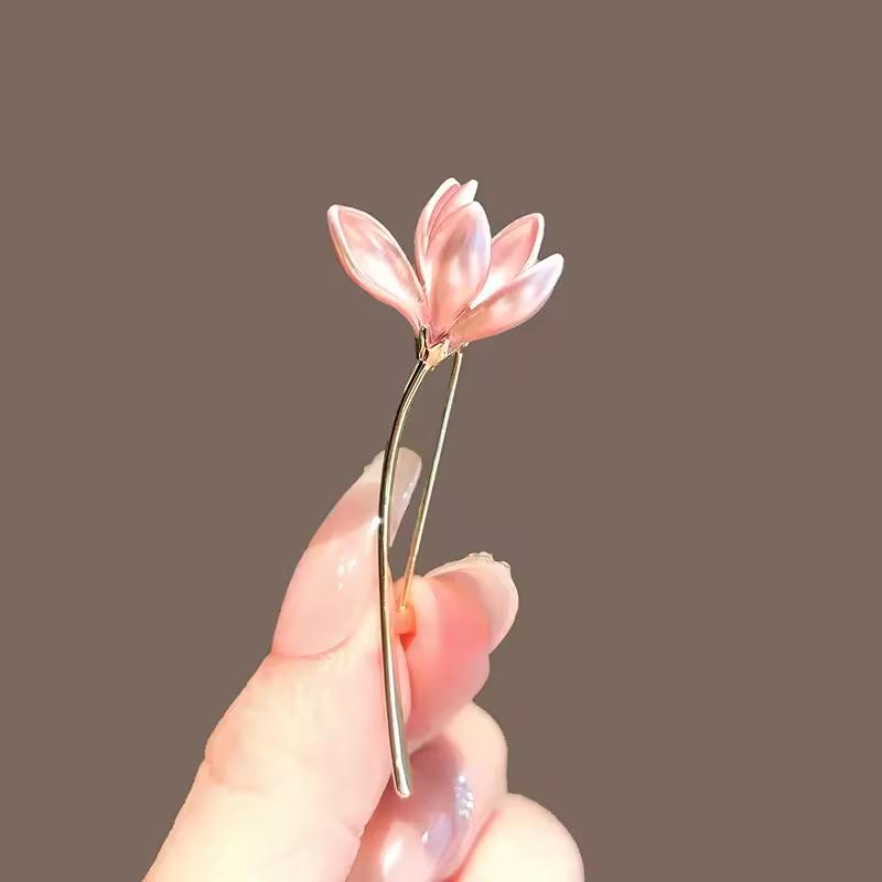 Women's Elegant Pink Lotus Flower Brooch Floral Lovers Chest Flower Suit Coat Pin Fashion Dressing Jewelry Gift