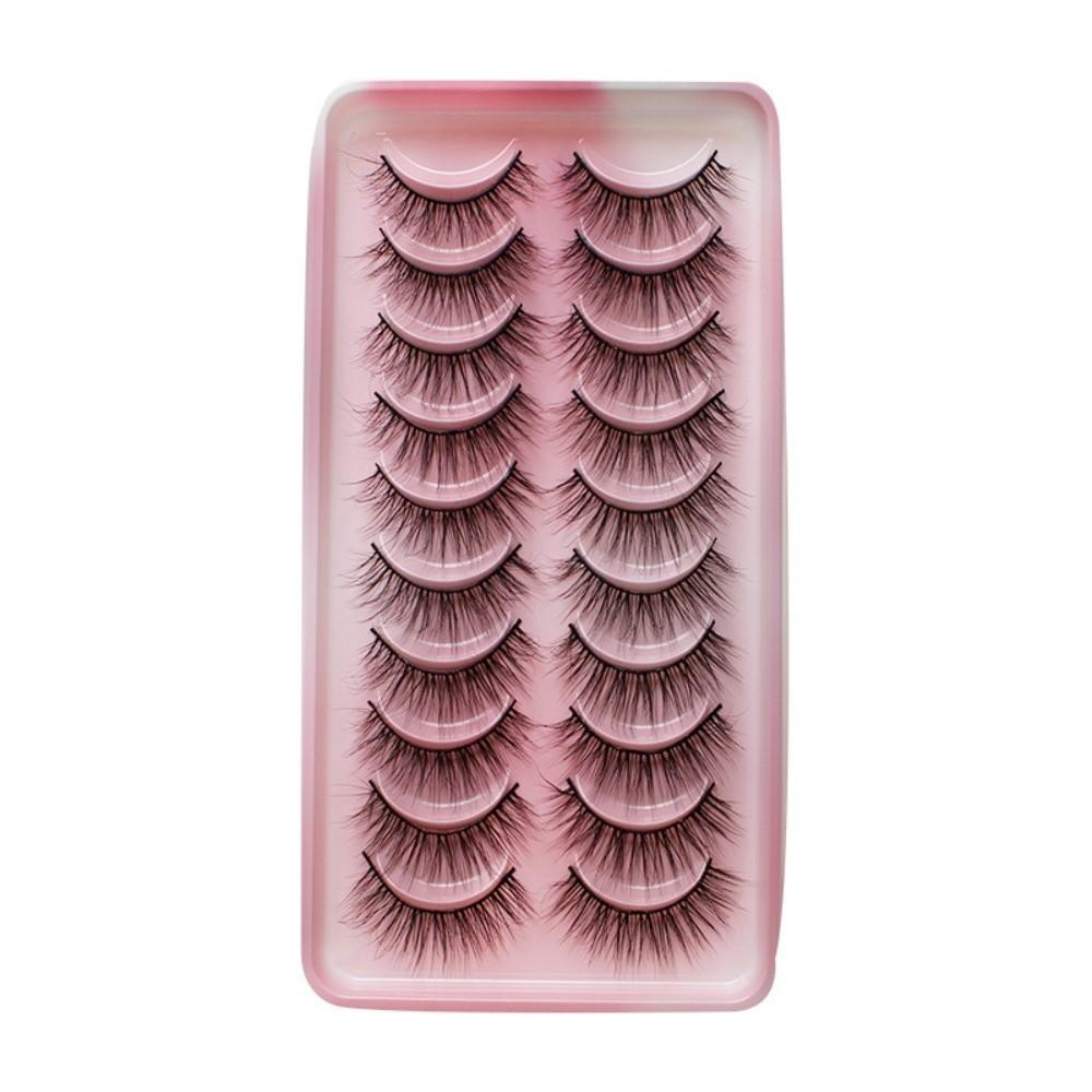 10 Paar Flauschige Manga-Wimpern Kurze Anime-Wimpern Modische Falsche Wimpern für Damen