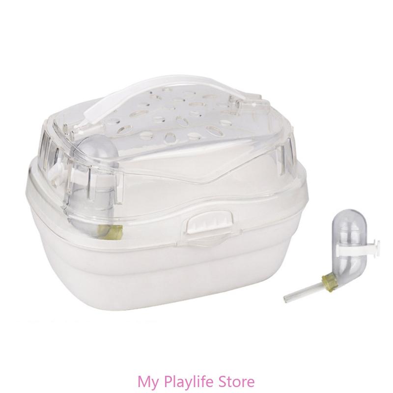 

Клетка для переноски домашних животных Хомяки Мелкие животные Портативная клетка для путешествий с бутылкой для воды Морская свинка Исходящий чехол для переноски белый