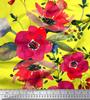 Soimoi Japan Crepe Satin Fabric Leaves & Poppy Flower Print Sewing Fabric Metre 42 Inch
