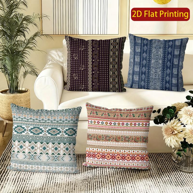 Bohemian Geometric Striped Throw Pillow Covers Pattern Cushion Cover Suitable For Sofa Bedroom Car Pillow Cover