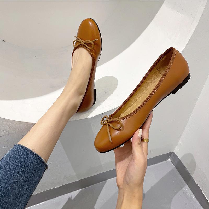 Fashion 4 Color Women Bow Flats Plus Size 35-43 Shoes Ladies Round Toe Pregnant Loafers Comfy Soft Bottomed Moccasins Femme Roll-Up Shoe
