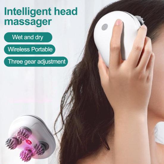 

Ручной массажер с 3 режимами массажа IPX7 Водонепроницаемый дизайн с красным светом Массажер для лица, кожи головы, спины и тела белый