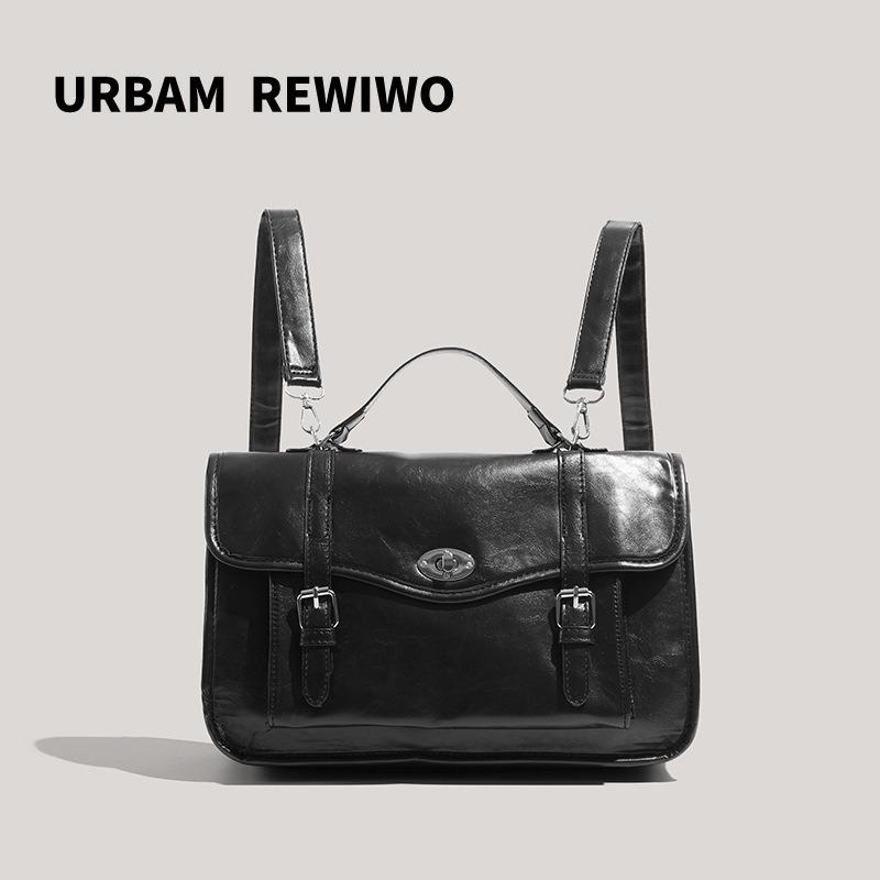 

College Style Messenger Bag Class Bag Niche Oil Wax Leather Handbag Briefcase Crossbody Bag Commuter Backpack for Women