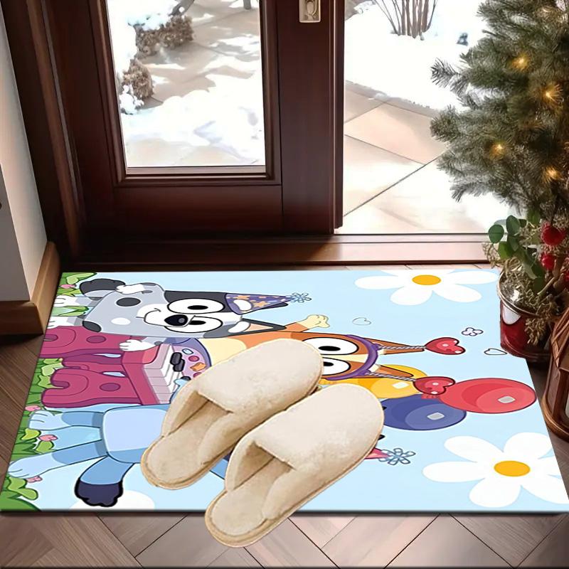 Bluey Friends Adventure Area Rug Office Rug, Chair Rug, Decor Carpet Livingroom Bedroom Mat, Large Size Fan Gifts Christmas Gifts