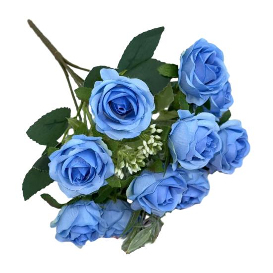 Artificial Rose Flower Multi-Heads Fake Rose Flower Bouquet with Stem for DIY Bridal Bouquet Wedding Party Table Centerpiece Home Decor