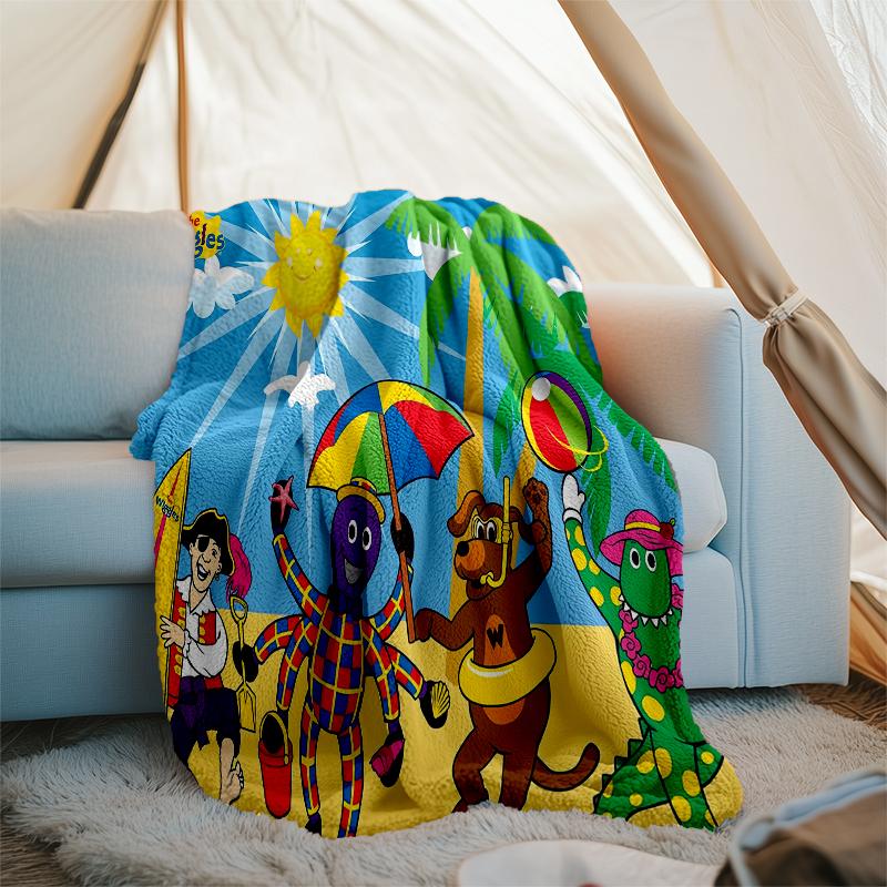 The Wiggles Theme Printed Blanket - Perfect for Couch, Bed, Travel & Outdoor Use | Machine Washable, Cozy & Durable.