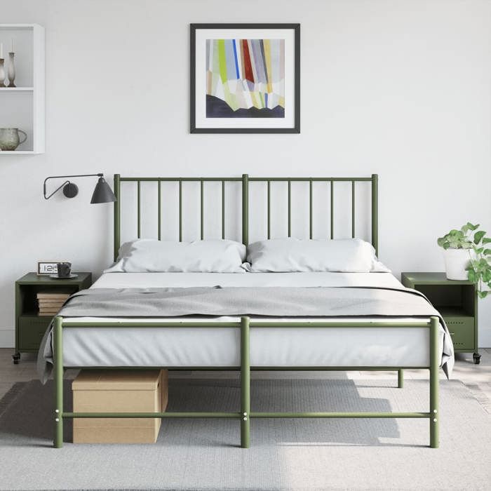 VidaXL Bedside Tables 2 Pcs Olive Green 36x39x43.5 Cm Steel, Cabinet, Bedroom Furniture, Phone Holder, 846713