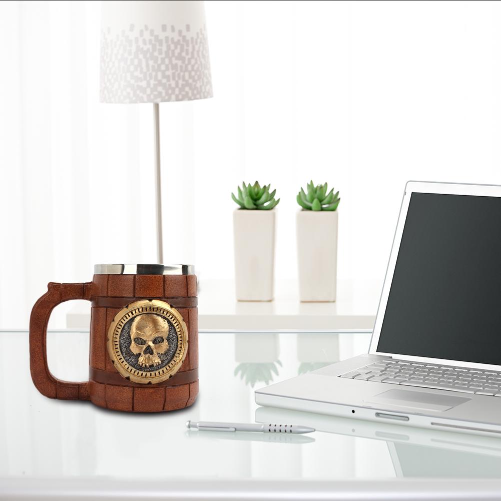 

600 ML Insulated Skull Water Cup Stainless Steel Mug with Handle Camping Mug Travel Coffee Mug for Hiking Trekking Work Travel China Mainland