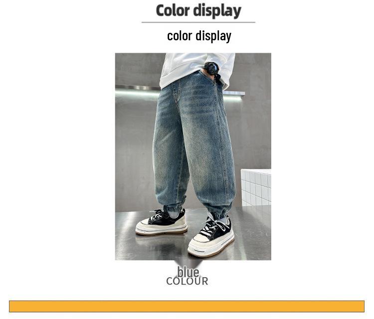 2025 Spring/Autumn Boys' Korean Style Pocket Patchwork Jeans for Kids