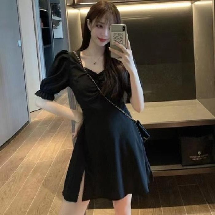 

Новый летний дизайн нишевая французская юбка для чая корейская версия маленькой веточки оранжевое платье с цветочным принтом первой любви XXL чёрный