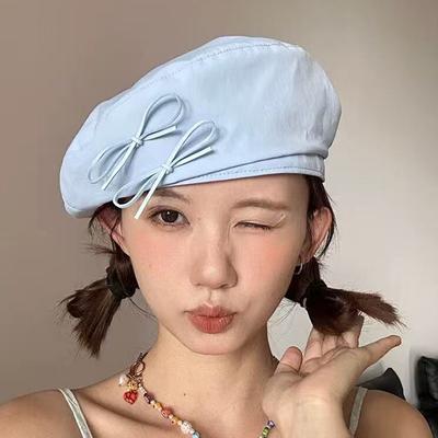 Korean Ins Style Sweet Beret Morandi Color Scheme Lightweight Accessories For Spring Summer Suitable For Daily Travel Wear