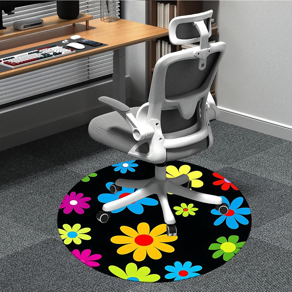 

1PC Flower Pattern Chair Carpet for Office, Indoor Non-Slip Washable Carpet, Soft Comfortable Mat For Office Room yy250930155 80cm by 80cm