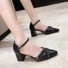Fashion Shoes Female 2025 Fashion Ankle Strap Women's Pumps Autumn Pointed Toe Solid Color Shoes Ladies Chunky Heels Sexy Dress Heels