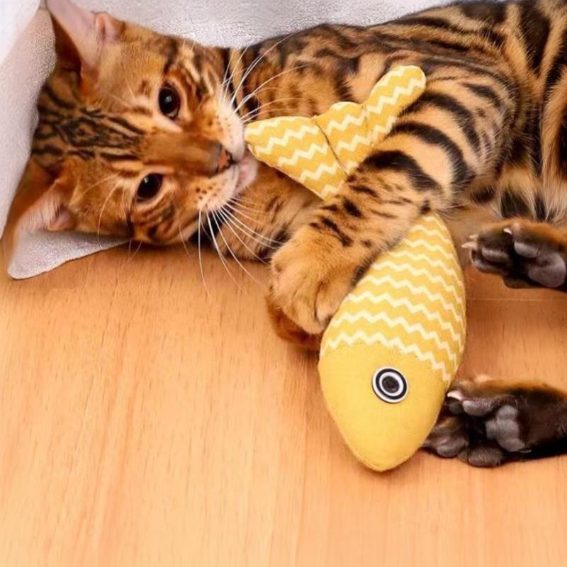 Cat Toy Self High Boredom Resistant Bite Clean Teeth Linen Fish Grinding Teeth Fun Cat Toy Cat Simulation Fish Toy Pet Supplies