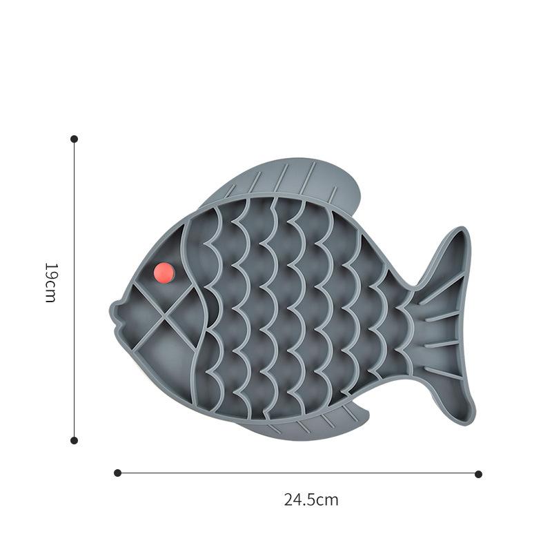 1pc Fish Shaped Silicone Dog Lick Pad Slow Feeder Dog Placemat  Anti-choking Dog Puzzle Food Plate Mat Tools for Dogs and Cats серый