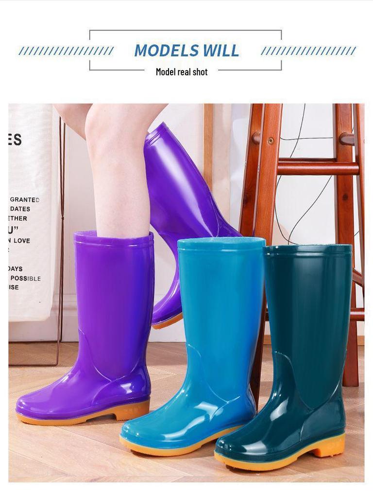 Dámské fleecem podšité protiskluzové nepromokavé gumové holínky s vysokým svrškem