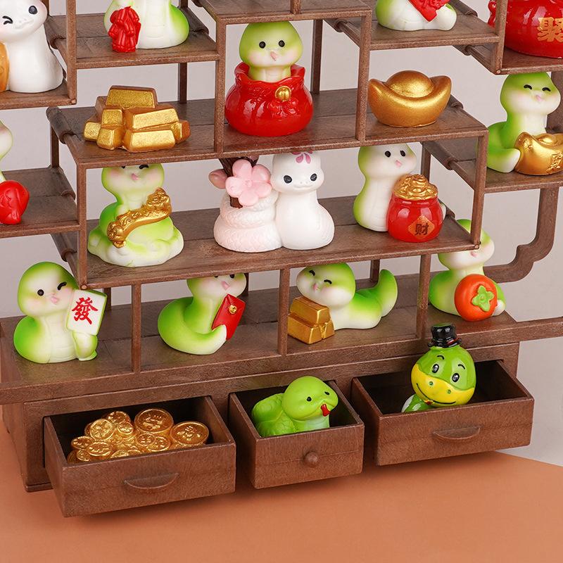 Mini Antique Shelf Ornaments Dollhouse Simulation Display Stand Storage Shelf Model Doll Furniture Micro Scene Decor Props