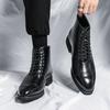 Fashion Winter Trend High Top Workwear Shoes Tips Thick Soles for Men's Business Dress Shoes British Style Men's Leather Ankle Boots