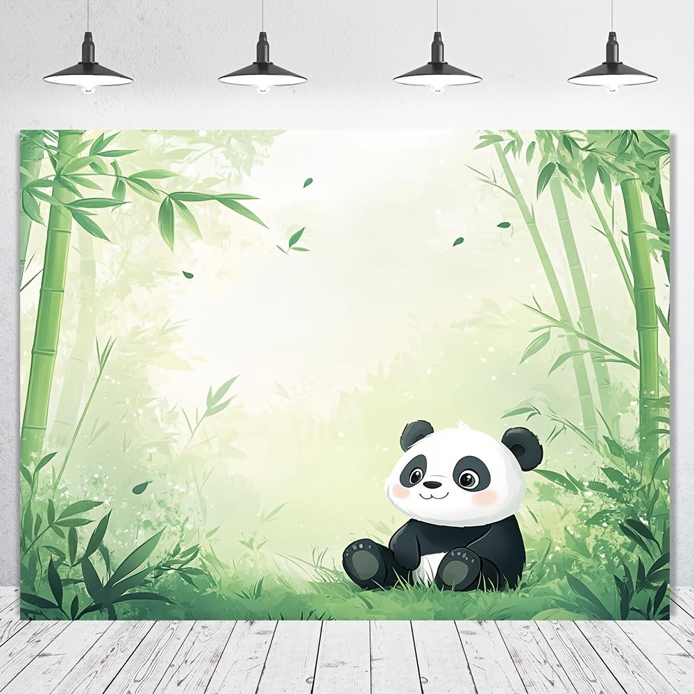 2D Plane 1 Piece of Bamboo Forest Background Banner of Giant Panda 1 Polyester Fiber Suitable for Parties and Celebrations