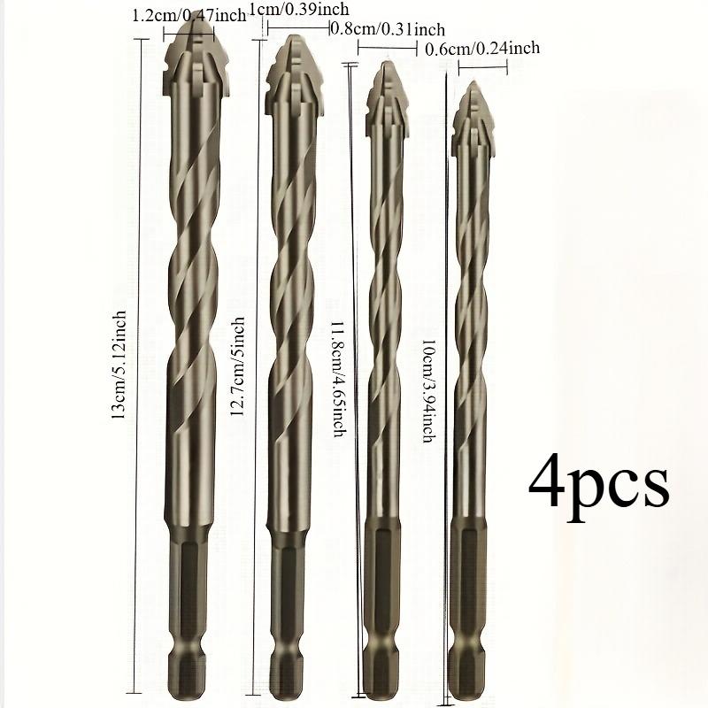 

4pcs Four-toothed Saw-tooth Eccentric Drill, All-Ceramic Tile Cast Iron Concrete Hexagonal Drill Bit, Dry Drilling Artifact темно серый