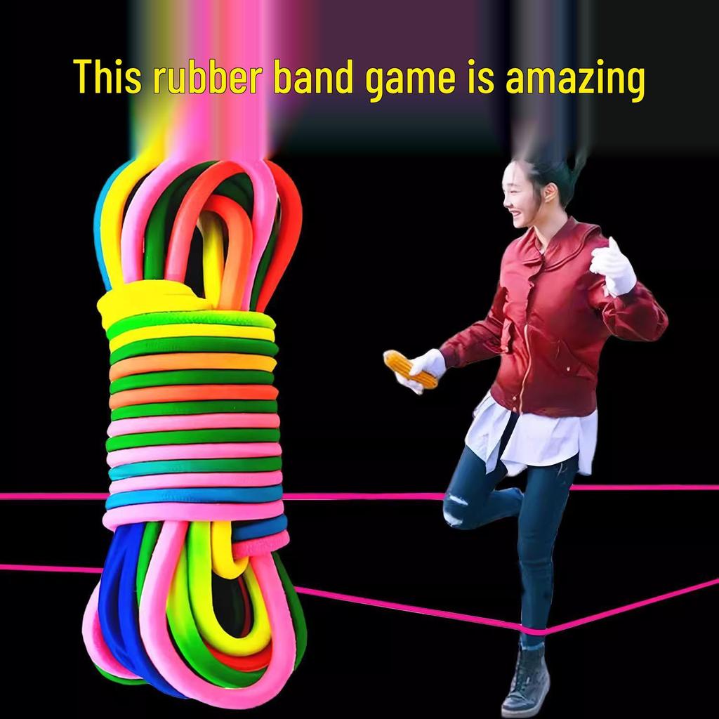 Retro 80s High-Elasticity Rubber Jump Rope for Kids - Durable Nostalgic Playground Essential