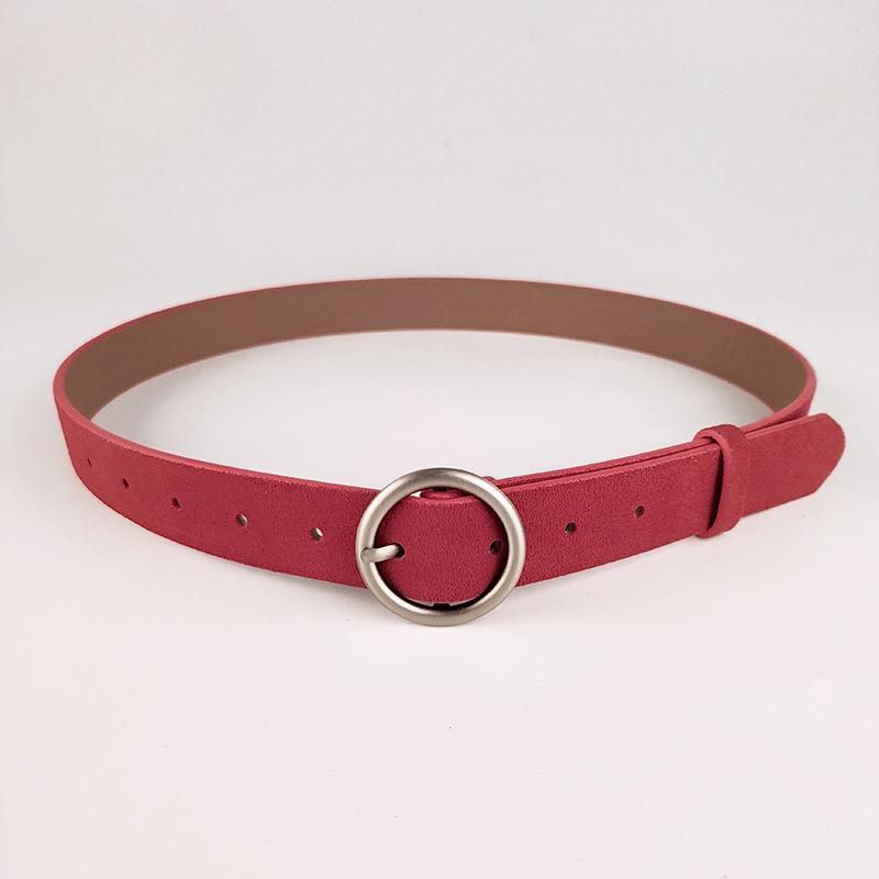 

Матовая замшевая кожа с обратной стороны Натуральная кожа Женский ремень Коровья кожа Ретро Простой Модный Круглая пряжка-гвоздик Повседневный Брючный джинсовый ремень 105cm