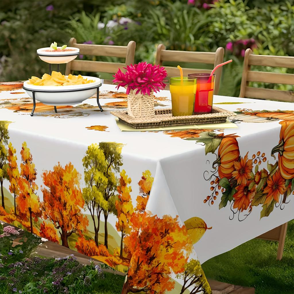 Autumn Pumpkin Rectangle Table Cloth for Table Decor Kitchen Dining Waterproof Reusable Tablecloth for Tables Indoor Outdoor