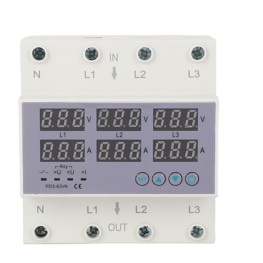 DIN Rail Voltmeter Ammeter 3 Phase DIN Rail Voltmeter Ammeter Automatic Overvoltage Overcurrent Protector AC230-300V