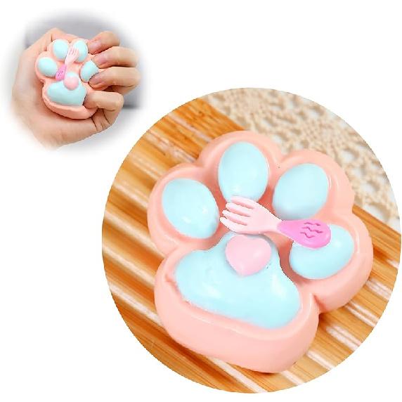 Handmade Cat Paw Taba Squishy,Cute Soft Squeeze Toys, Kawaii Fluffy Squishies Sensory Toys,Silicone Squeeze Toys for Stress Relief, Fidget Toys