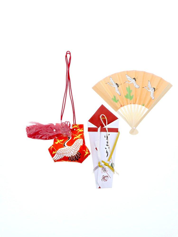 Kimono Shrine Visiting Food Set for Hood Amulet Suehiro 4 Piece Comes with Cosmetic Box [Kyoto Town] Girls, Pink, (Hat), Bib, Bag, Fan, Set, [Baby