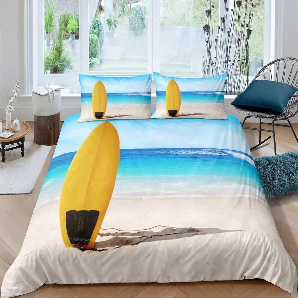 Luxury Sunset Surfing For Teens Boys Girls Adults Kid Gift Duvet Cover Summer Beach Theme For Bedroom Decoration Queen King Size