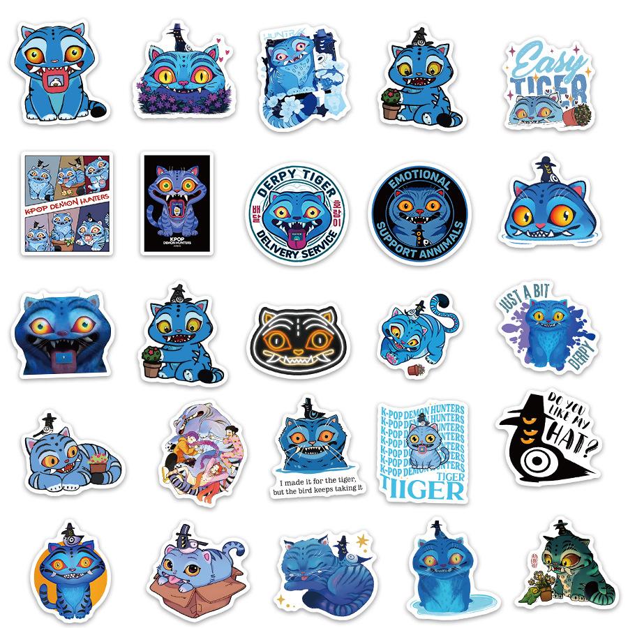 56PCS Cute KPop Demon Hunters Stickers Derpy Tiger Decals for Phone Laptop Suitcase Notebook Skateboard Waterproof Stickers