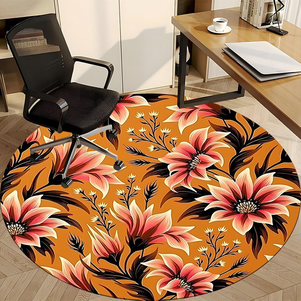 1PC Floral Pattern Chair Carpet for Office Non-Slip, Lightweight, Machine Washable Rug for Office, Sleeping, Room - Holiday Decoryy251009087