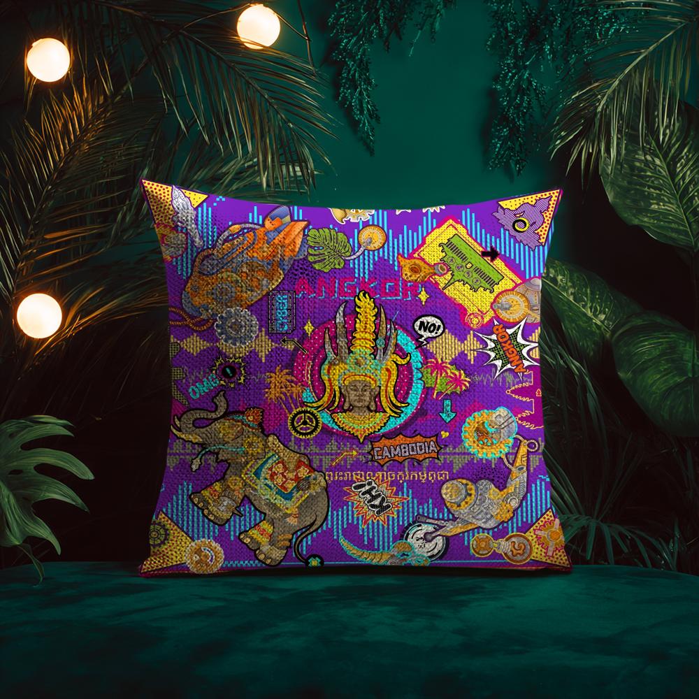 Oriental Classical Buddha Statue Print Cushion Cover Silky Elegant Comfort Sofa Bed Invisible Zipper Beach Pillowcase