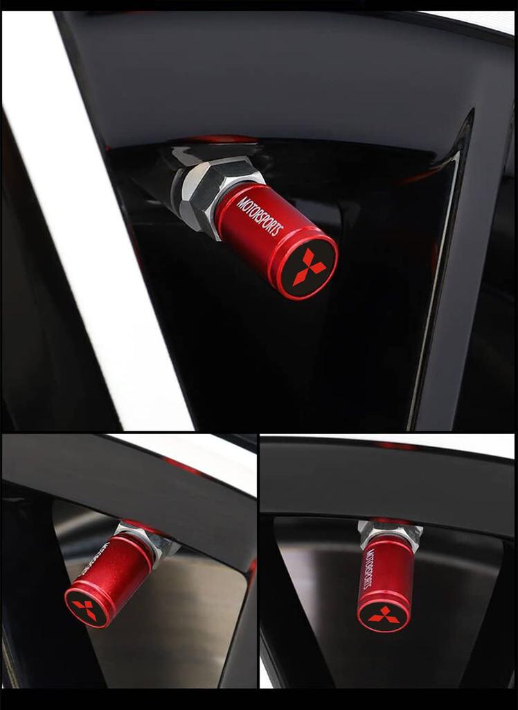 HNCS Luftventilkappe Geeignet für Mitsubishi Reifen Rad Felge Aufwertung Cool (rot)