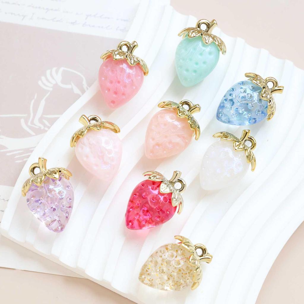 Large Transparent Acrylic Strawberry Pendant for DIY Jewelry Making