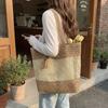 Woven Straw Tote with Tassel Accent and Spacious Interior for Summer Beach or Casual Daily Use