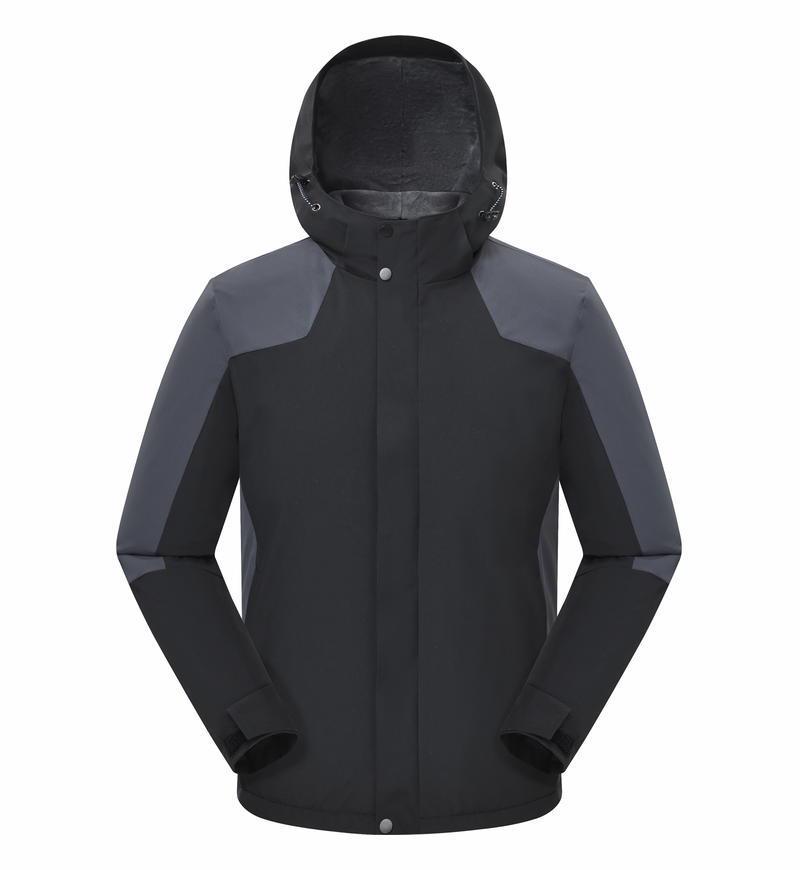 Unisex Waterproof Thick Hooded Jacket for Spring & Autumn - Customizable Mountaineering Apparel with Logo Printing.