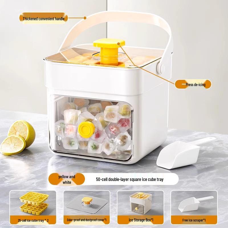 Handheld Ice Cube Mold with Food-Grade Freezer Storage for Homemade Ice