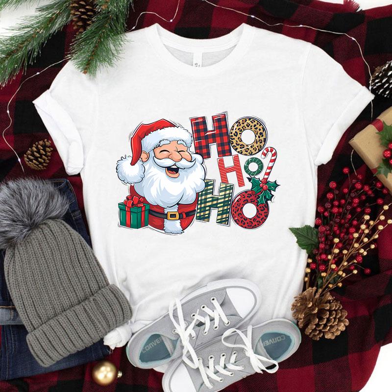 NEW Christmas Santa Claus Ho Ho Ho Print Casual T-Shirt Women Men T Shirt Summer Casual Short Sleeve Harajuku Tops Unisex Tops
