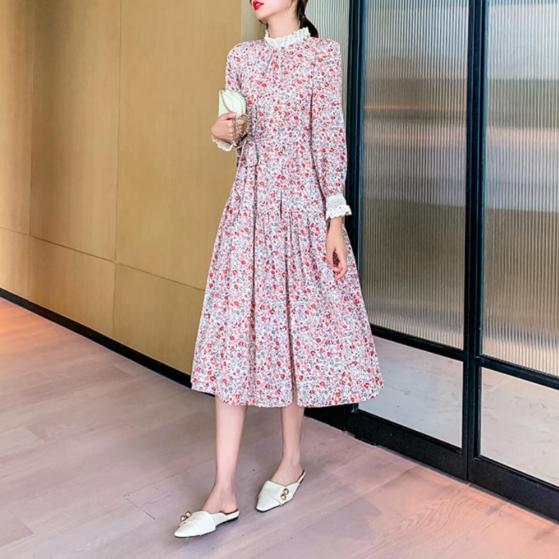 Pizzo francese Stand Collo Floreale Stampato Chiffon Abiti per Donna  Eleganti Abiti Lunghi Autunno Inverno Abito Manica Lunga Vestidos acquista  in modo economico — spedizione gratuita, recensioni reali con foto — Joom