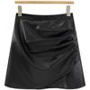 Women's Brown PU Leather Midi A-Line Skirt - Autumn/Winter Style, Plus Size, Hip-Hugging, Pairs Perfectly with Boots