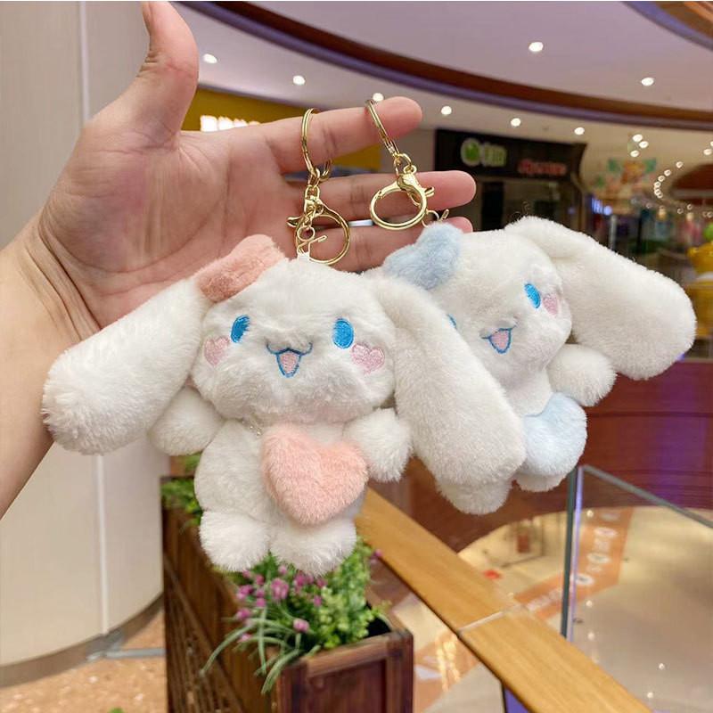 Cute Plush Kuromi Cinnamoroll Dog Keychain Doll With Soft Short Plush Material