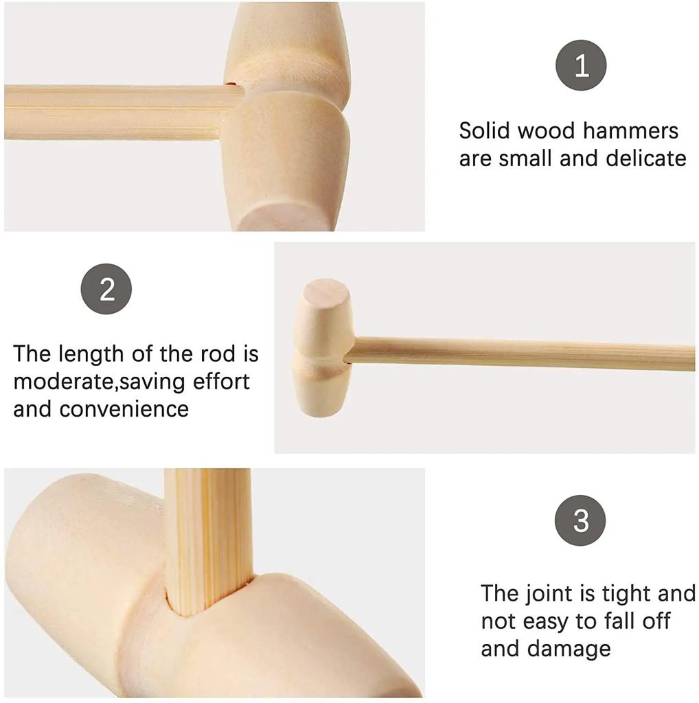 Small Wooden Mallets Mini Wood Hammer For Seafood Crab Lobster Hammer Pounding Toy for Boys Girls Breakable Chocolate Heart Tool