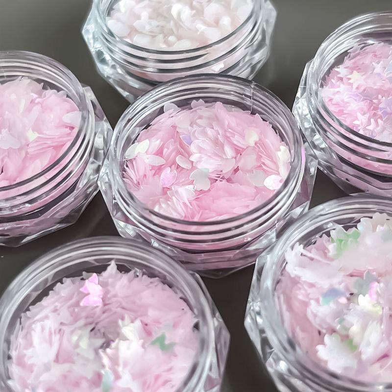 Nail Art Sequins Irregular Polarized Mermaid Sequins Fine Sparkle Powder Thick Thin Mixed Butterfly Star Sequins Nail Decoration
