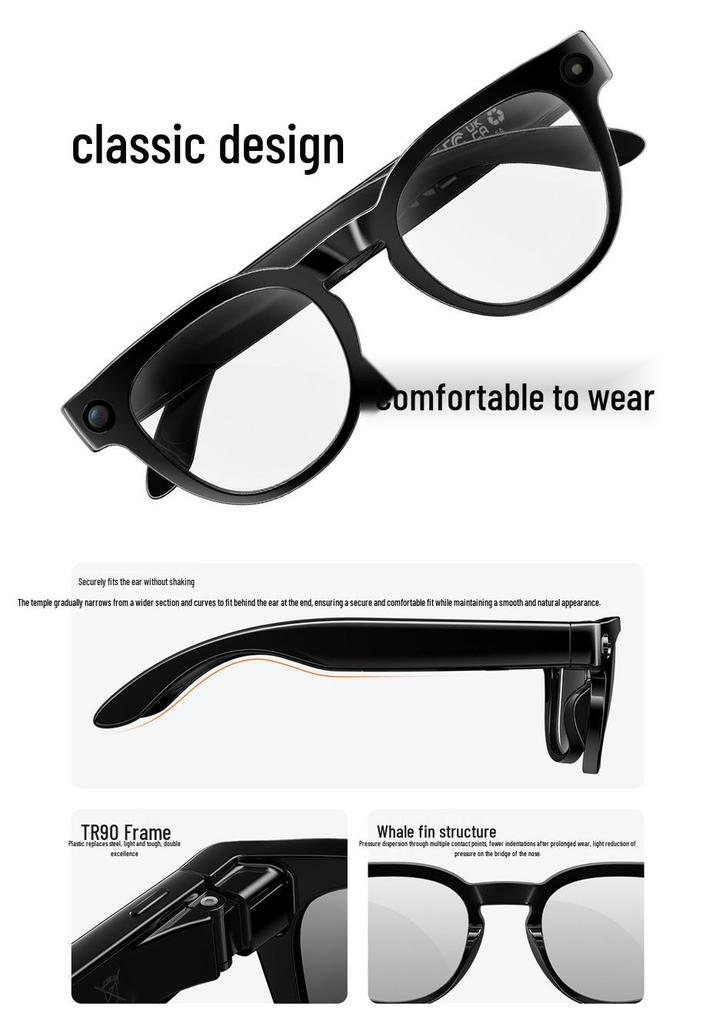 MT3 Smart Glasses: AI Translation, 8MP Video, Photography, Voice Recording, Multi-functional, Anti-shake.