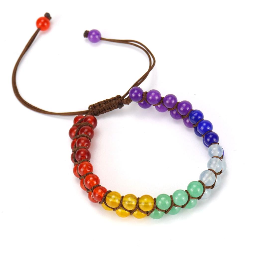 Hand-Woven Round Bead Natural Stone Crystal Double-Layer Woven Couple Bracelet